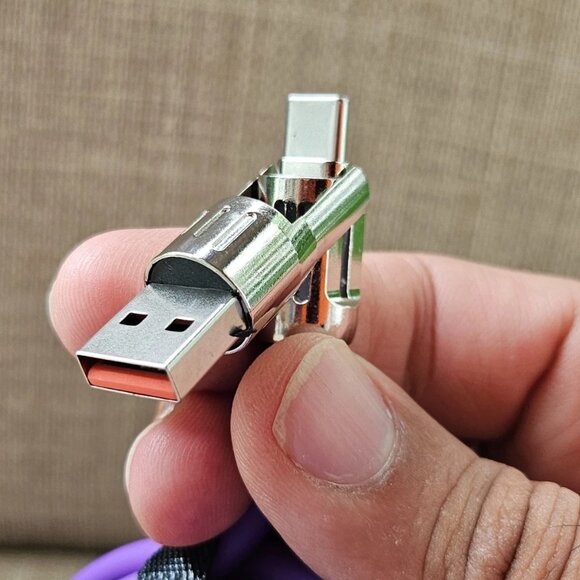 Fast Charging Data Cable Purple 2 in 2 USB Lighting USB Type C 2 Meters Unbrand - Picture 6 of 12